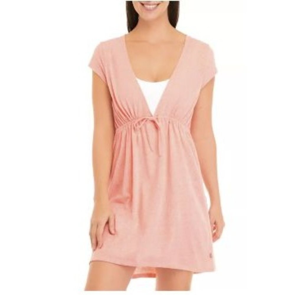 Ocean & Coast Coverup Dress Womens‎ Small Coral Orange Short Sleeve Deep V New